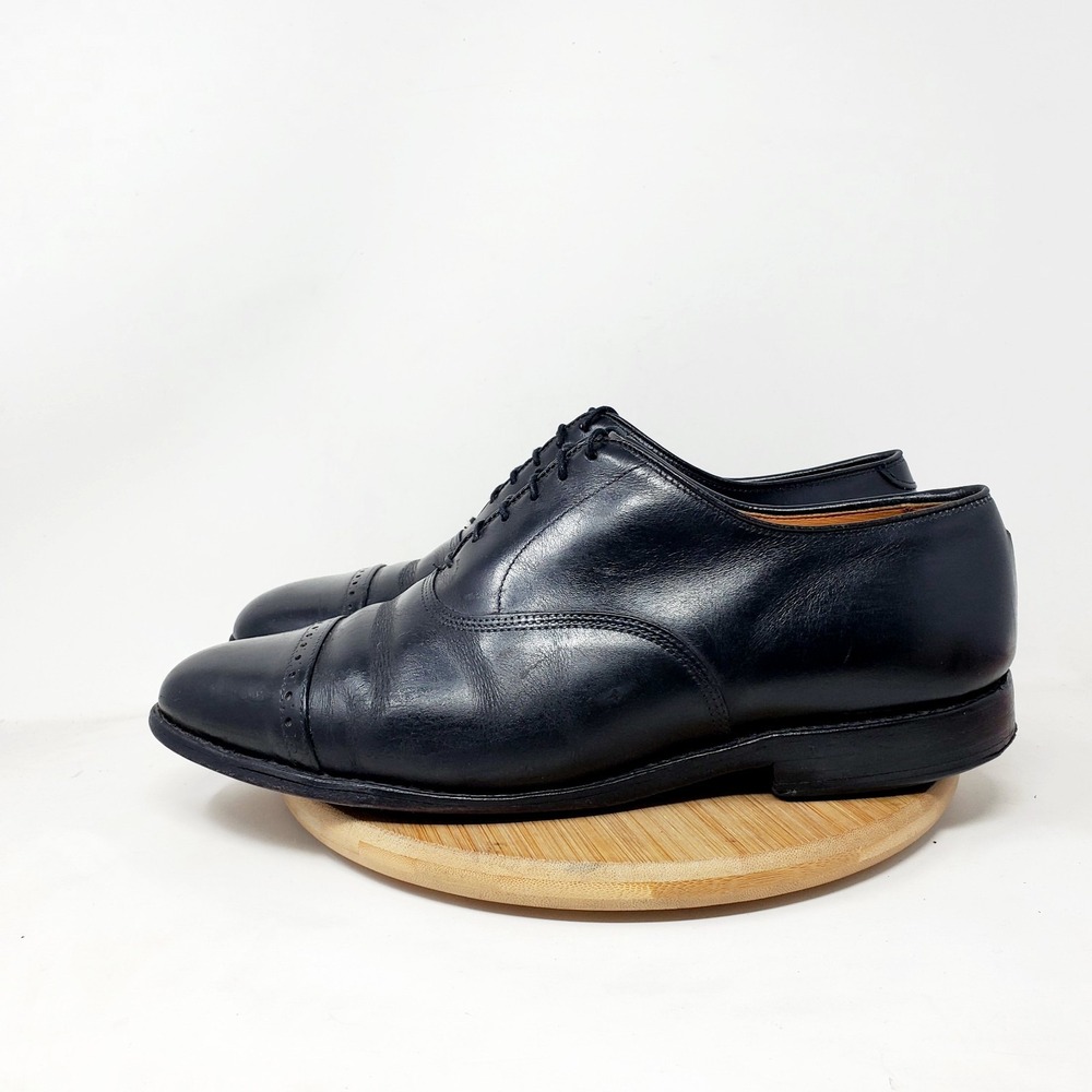 Allen Edmonds Byron Shoes Mens 9 EEE WIDE Black Leather Cap Toe Brogue Oxford